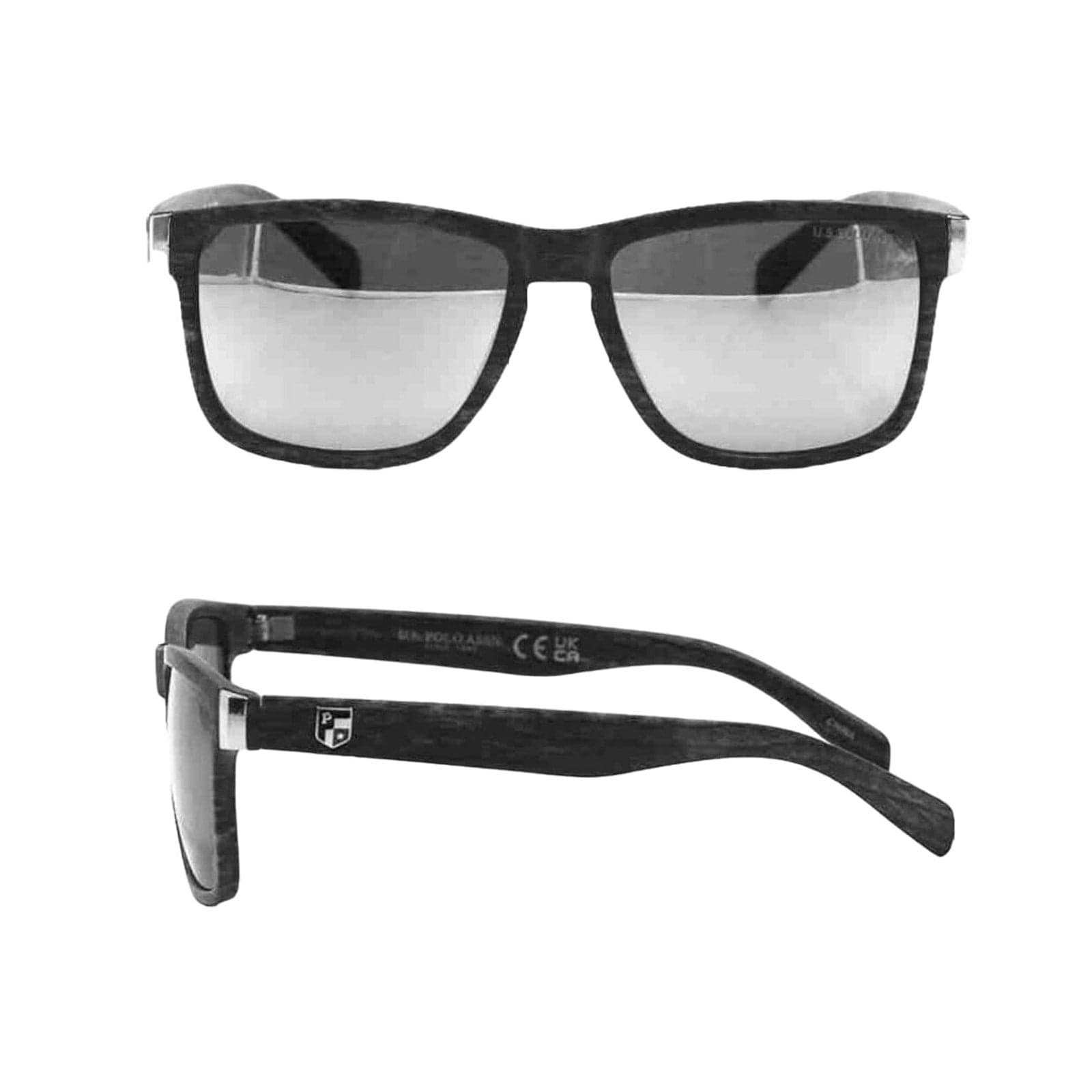 U.S. POLO ASSN. Men's PA1019 UV400 Protective Wood Grain Rectangular Sunglasses - Triniskies