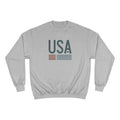 Light grey USA Champion crewneck sweatshirt with stripes
