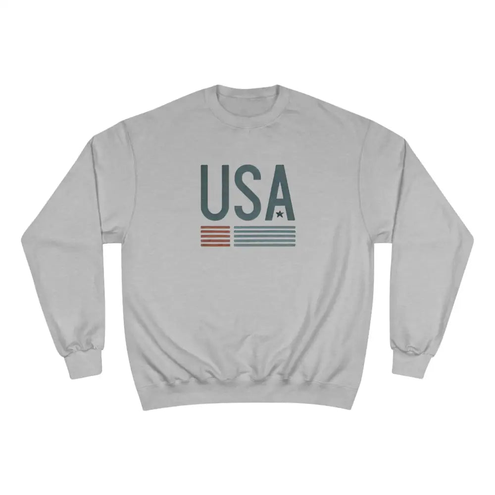 Light grey USA Champion crewneck sweatshirt with stripes