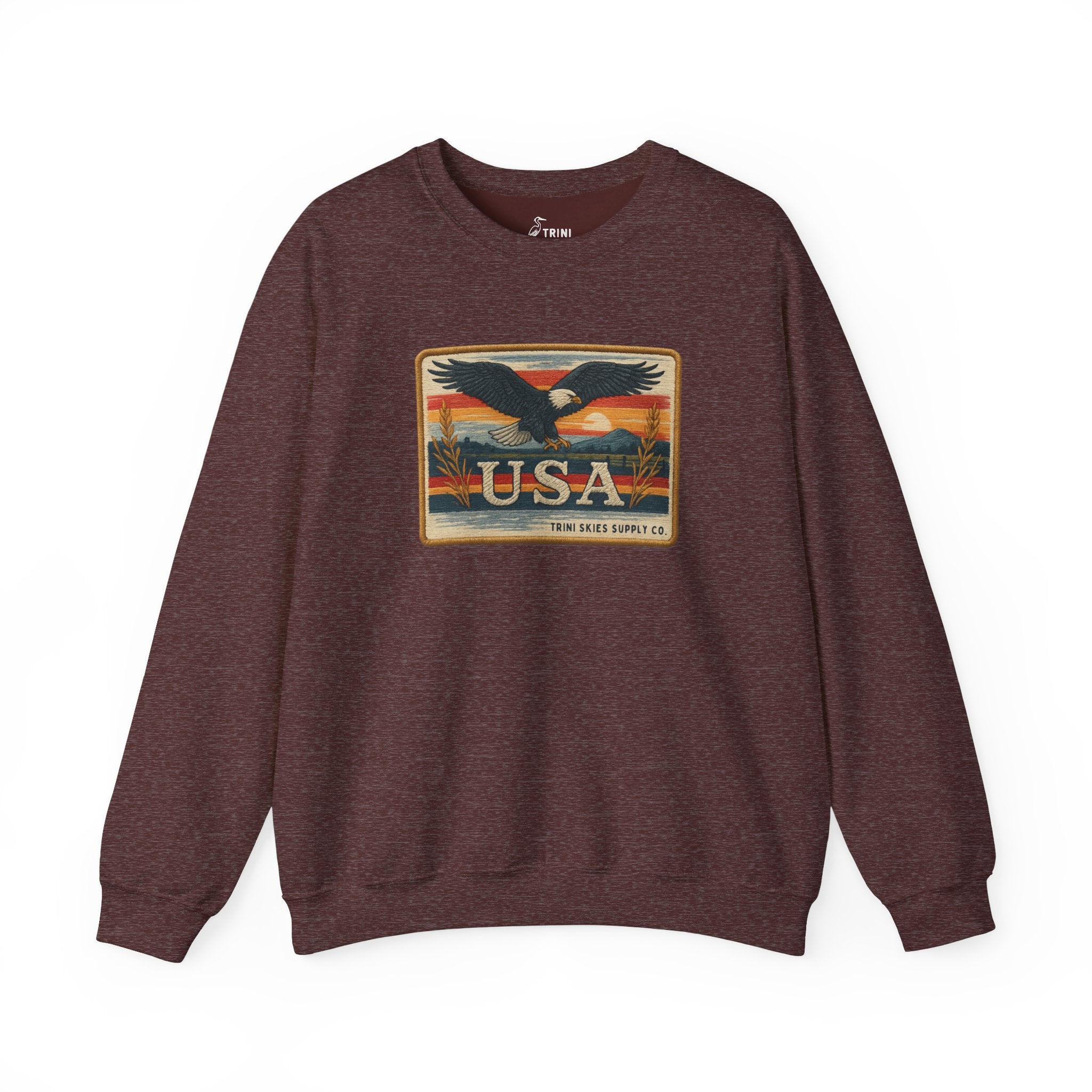 USA Graphic Patch Eagle Crewneck Sweatshirt Vintage American Heritage Pullover by Trini Skies Supply Co. - Triniskies