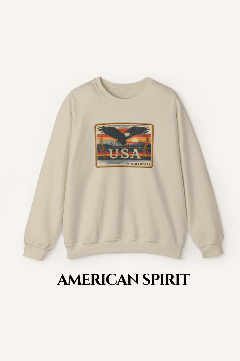 USA Graphic Patch Eagle Crewneck Sweatshirt Vintage American Heritage Pullover by Trini Skies Supply Co. - Triniskies