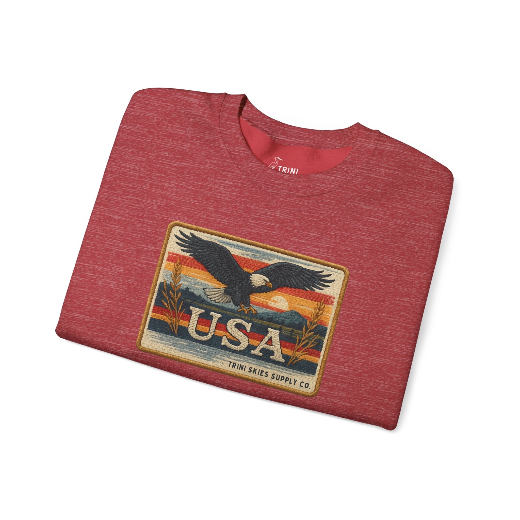USA Graphic Patch Eagle Crewneck Sweatshirt Vintage American Heritage Pullover by Trini Skies Supply Co. - Triniskies