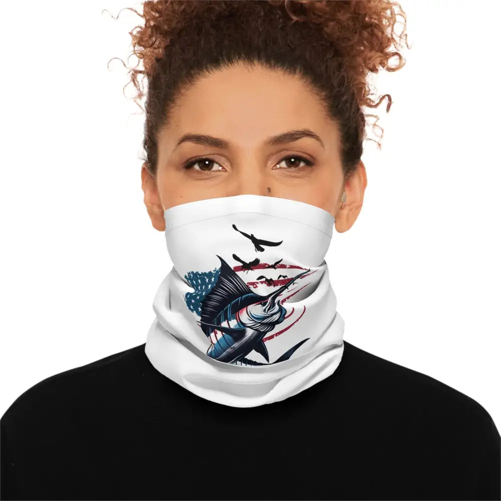 USA Sport Fishing Marlin American Flag Lightweight Neck Gaiter