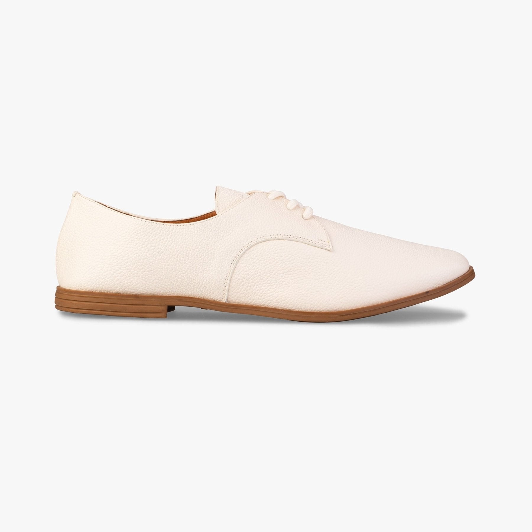 Vanilla Cream Oxford Shoes - Womads Leather Flats for Women - Triniskies