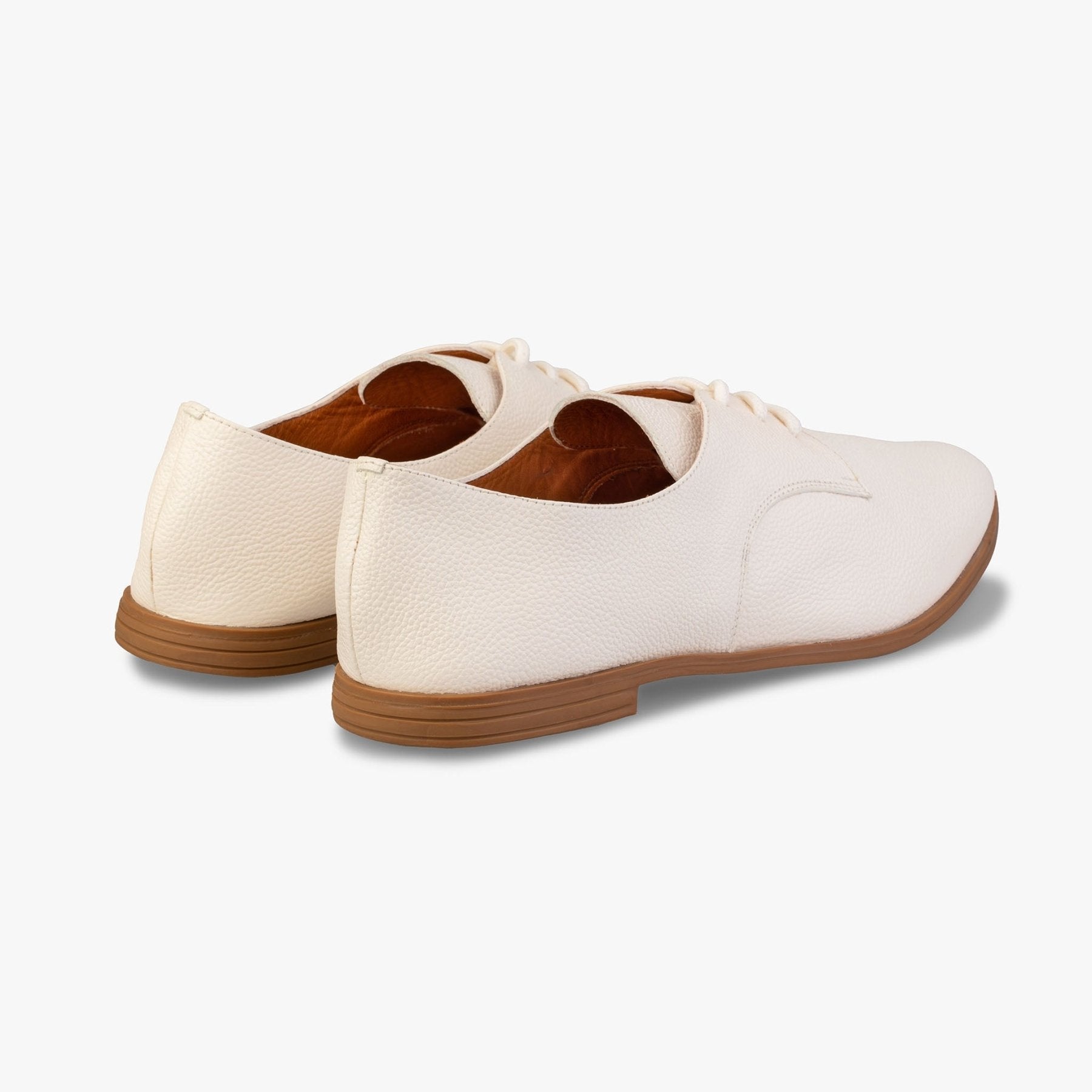 Vanilla Cream Oxford Shoes - Womads Leather Flats for Women - Triniskies