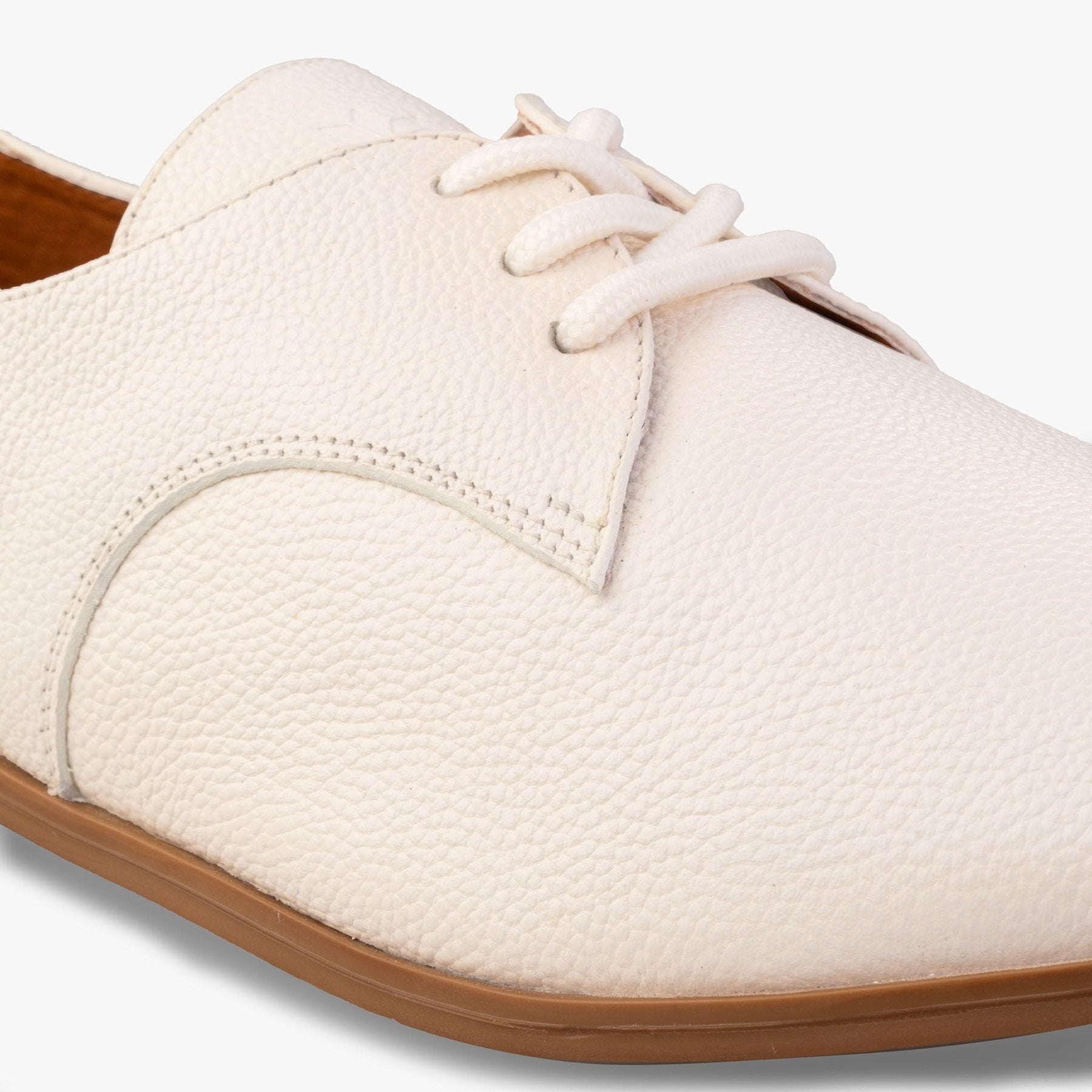 Vanilla Cream Oxford Shoes - Womads Leather Flats for Women - Triniskies