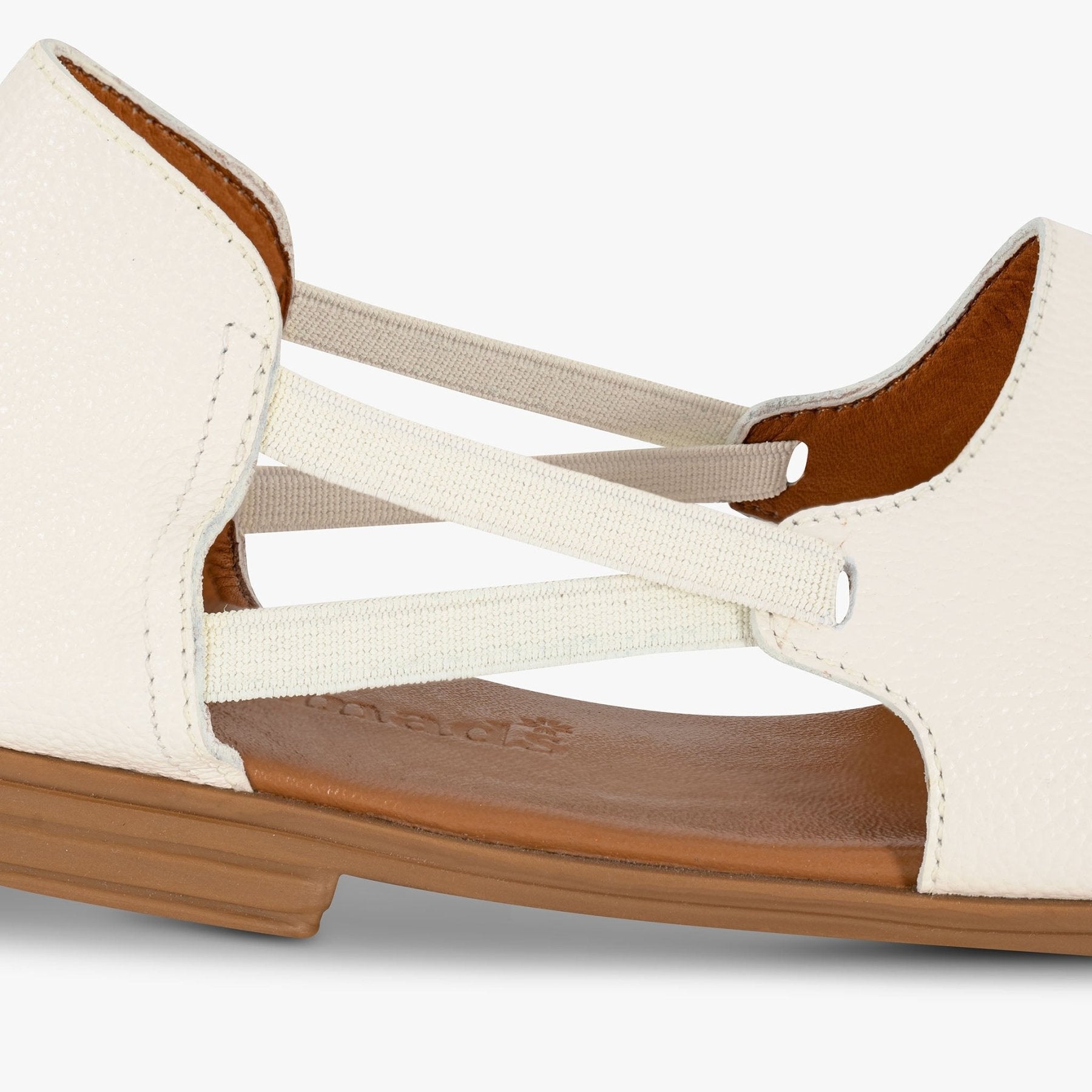 Vanilla Cream Peep Toe Sandals - Womads Leather Flats for Women - Triniskies