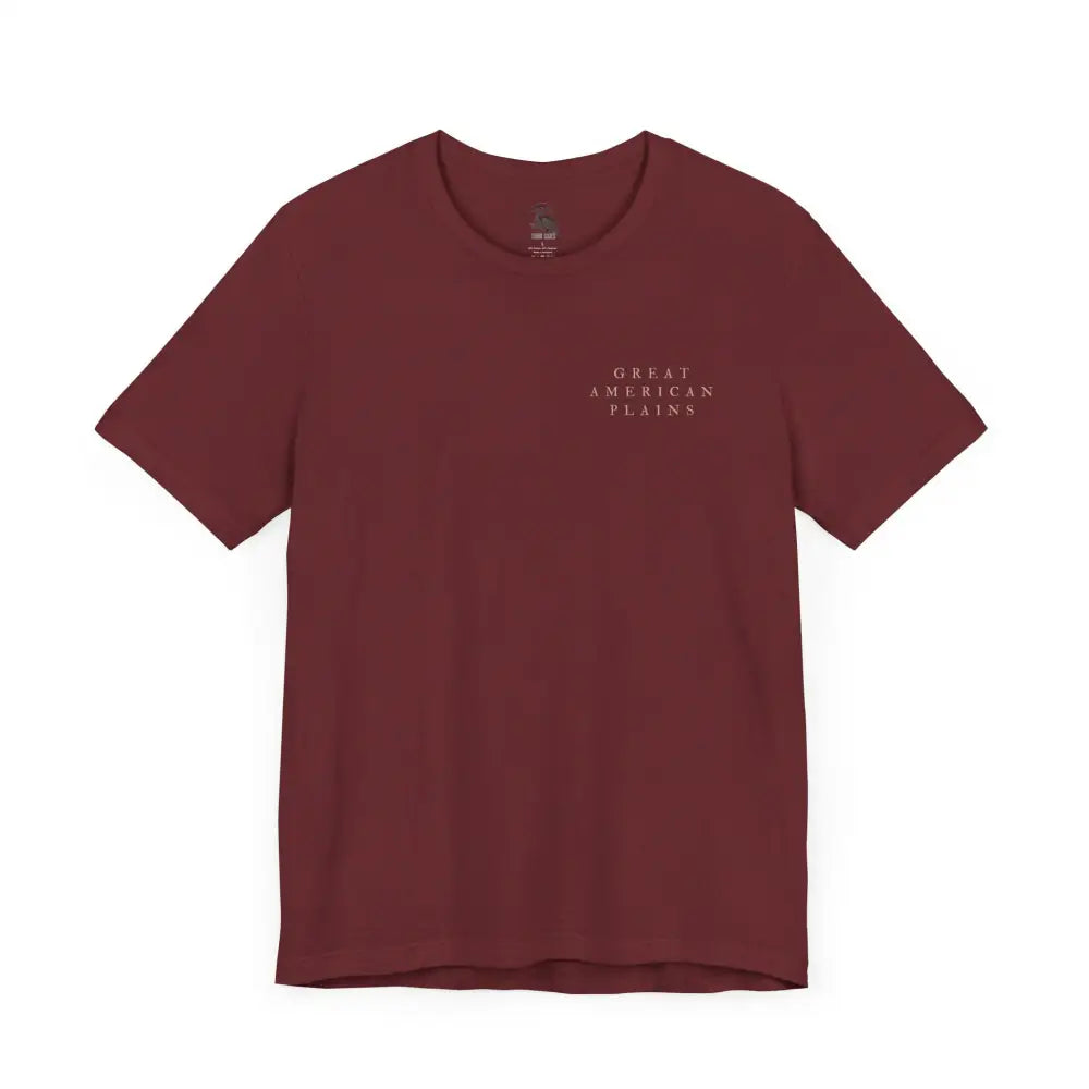 Vintage bison graphic maroon t-shirt with Great American Plains print