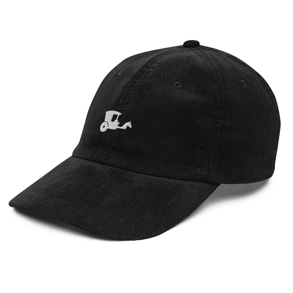 New York Carriage corduroy hat navy front and back view New York text on adjustable strap Trini Skies Destination Collection
