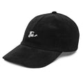 New York Carriage corduroy hat navy front and back view New York text on adjustable strap Trini Skies Destination Collection