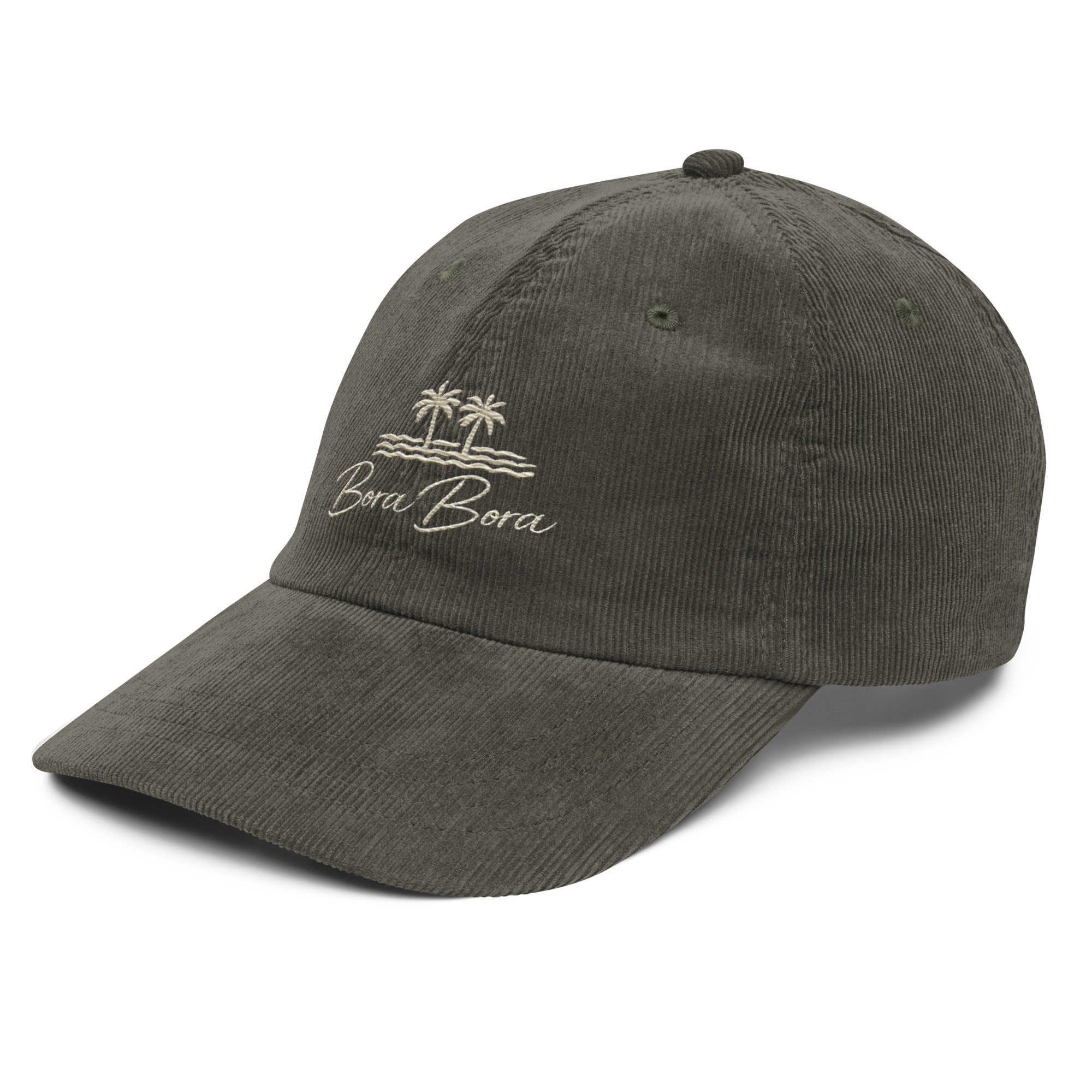 Embroidered Bora Bora Vintage Corduroy Cap – Classic Island Style & Comfort Vacation Destination Travel Essentials