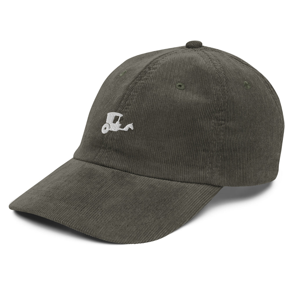 New York Carriage embroidered corduroy hat olive green front view Central Park heritage Trini Skies