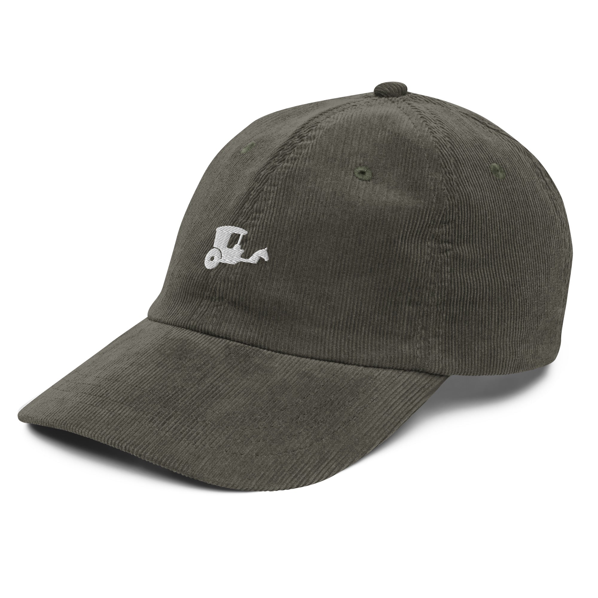 New York Carriage embroidered corduroy hat olive green front view Central Park heritage Trini Skies