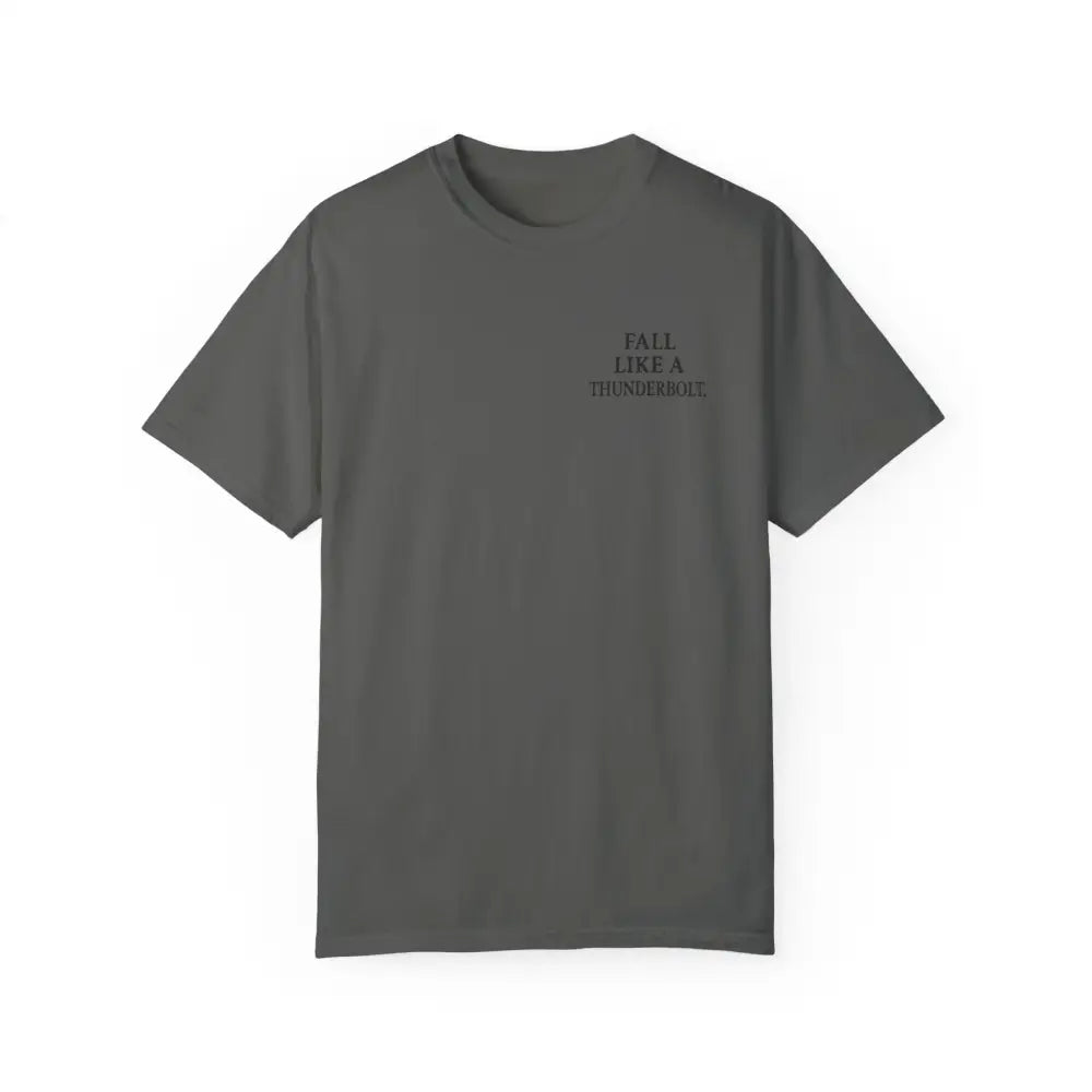 Inspirational t-shirt with war koi fish design on dark gray tee