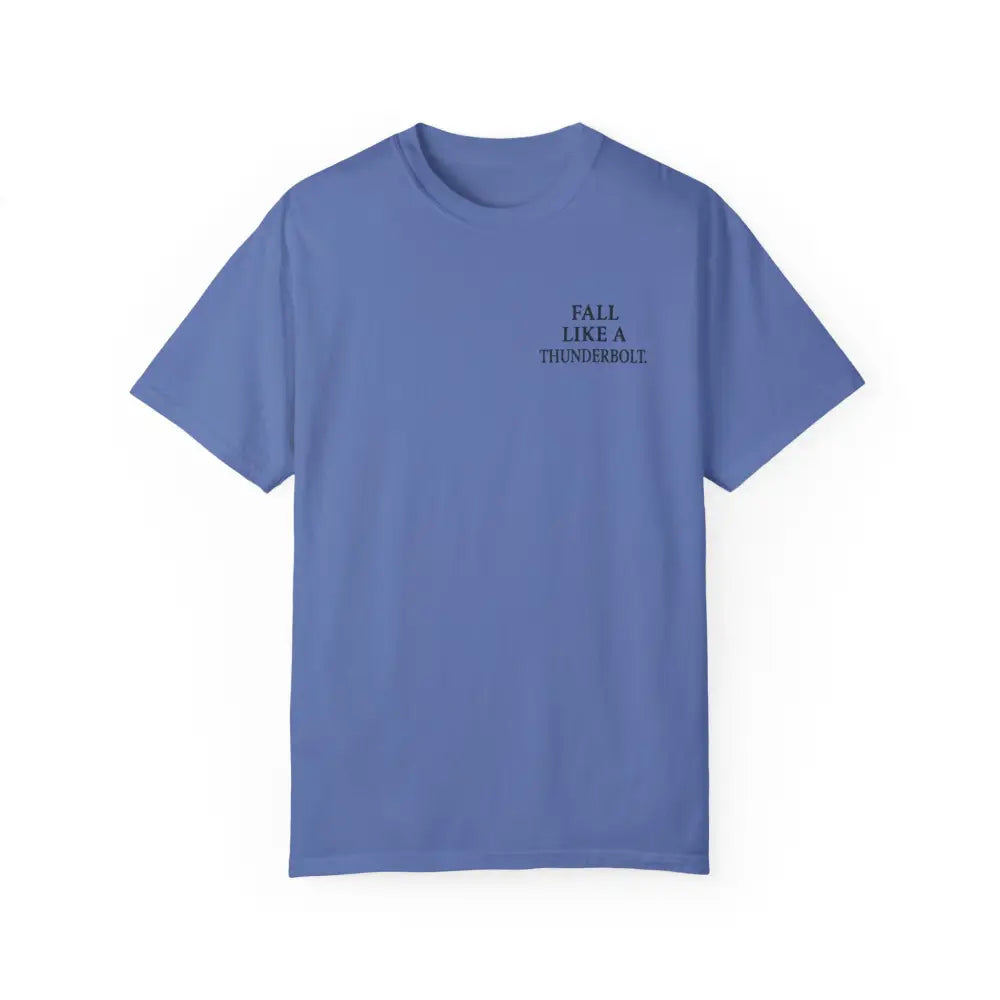 Periwinkle short-sleeved inspirational t-shirt with war koi fish design
