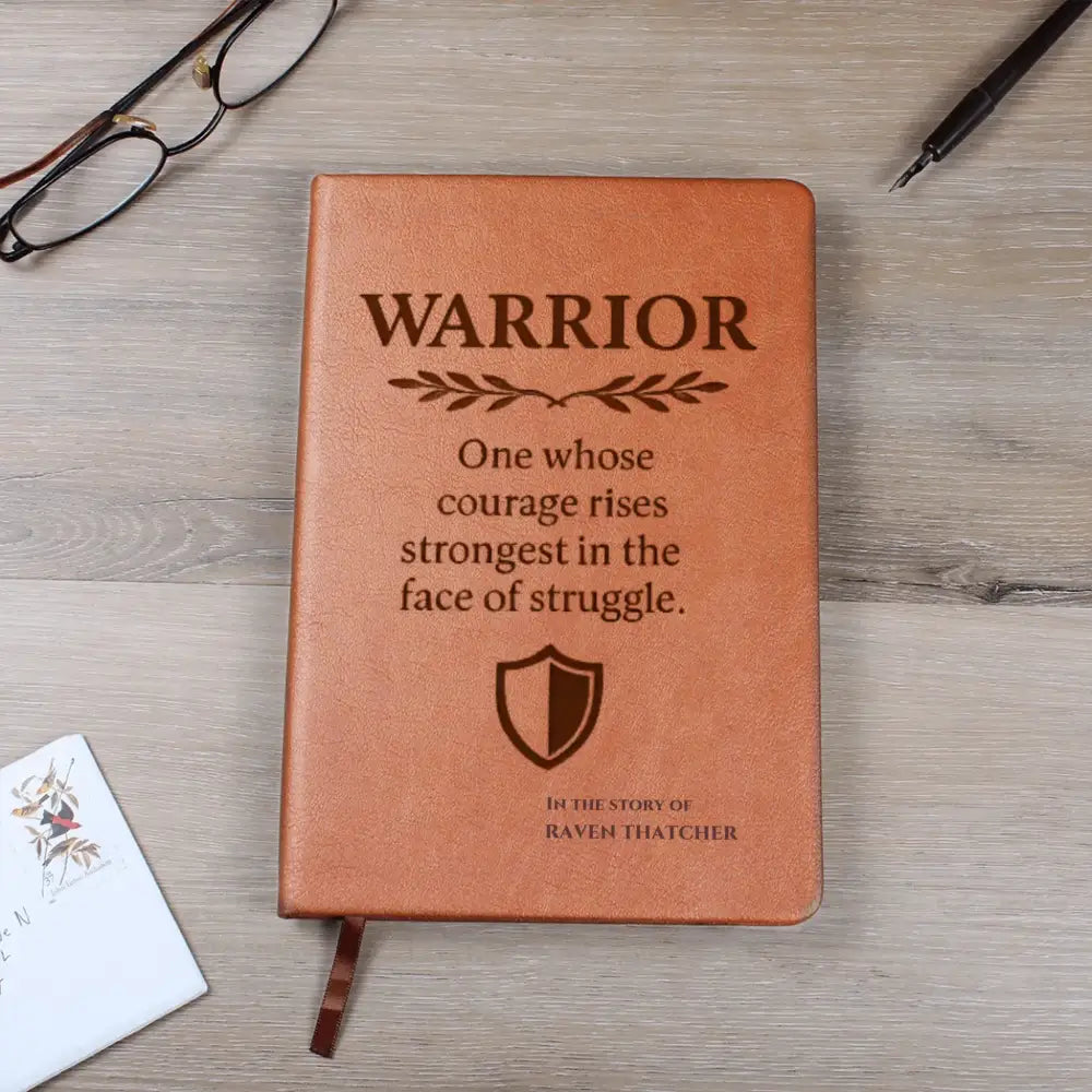 Personalized vegan leather warrior journal with bookmark