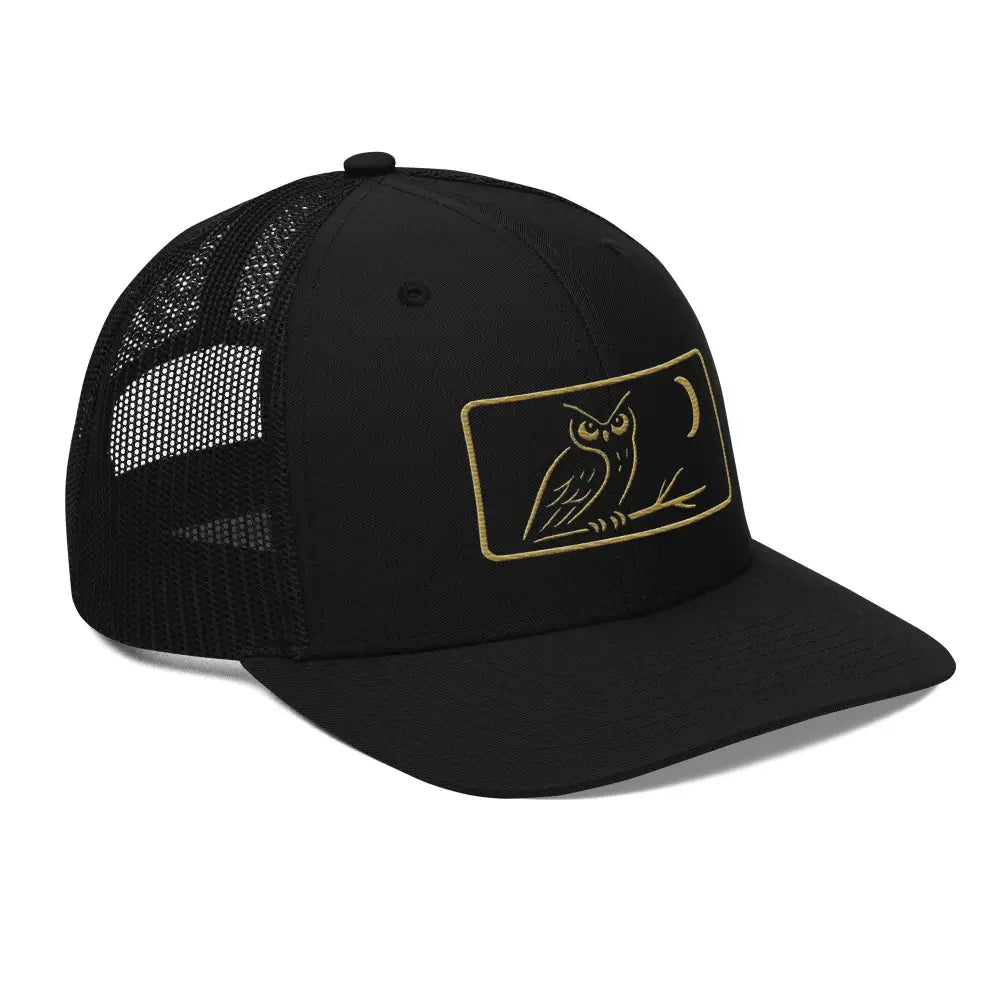 Black Watcher Owl Hat with Embroidered Heritage Crescent Moon Patch