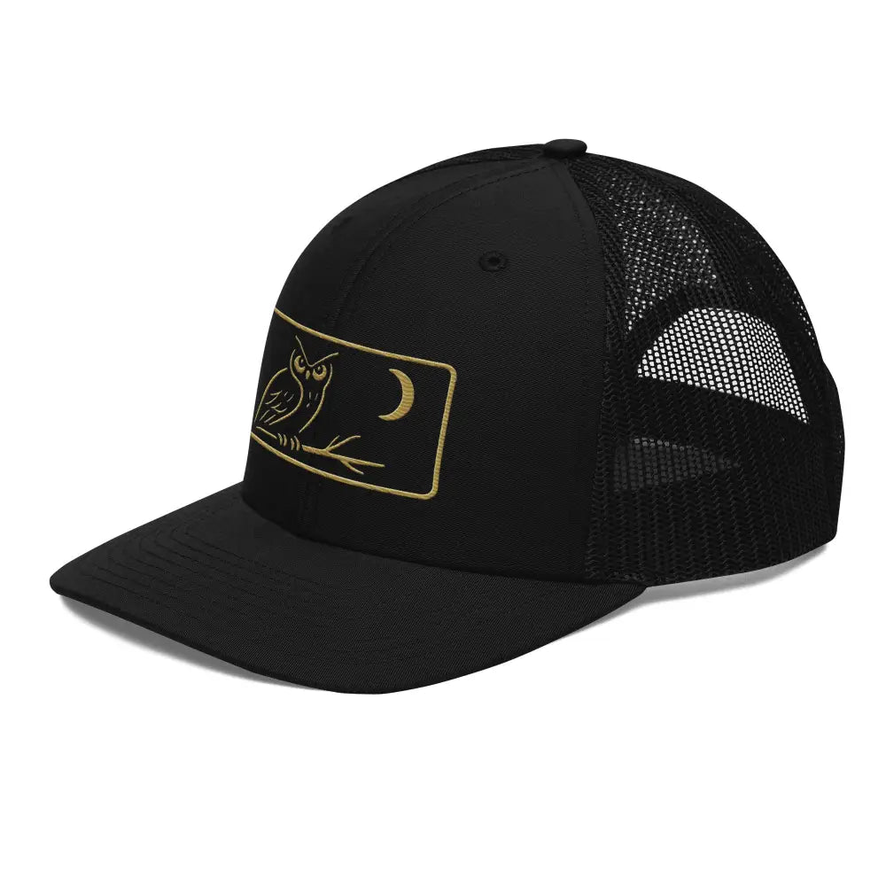 Black Watcher Owl Hat with Embroidered Heritage Crescent Moon Patch
