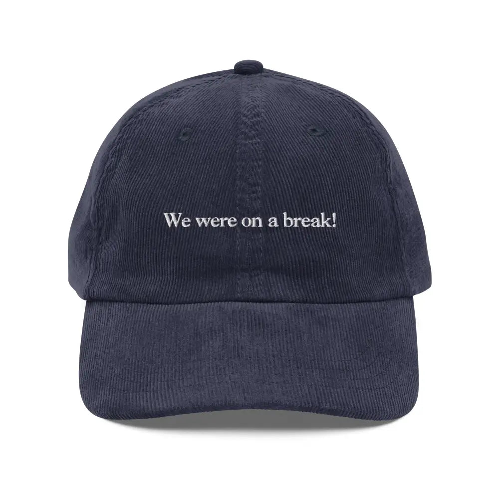 Dark blue vintage corduroy cap with break embroidered design