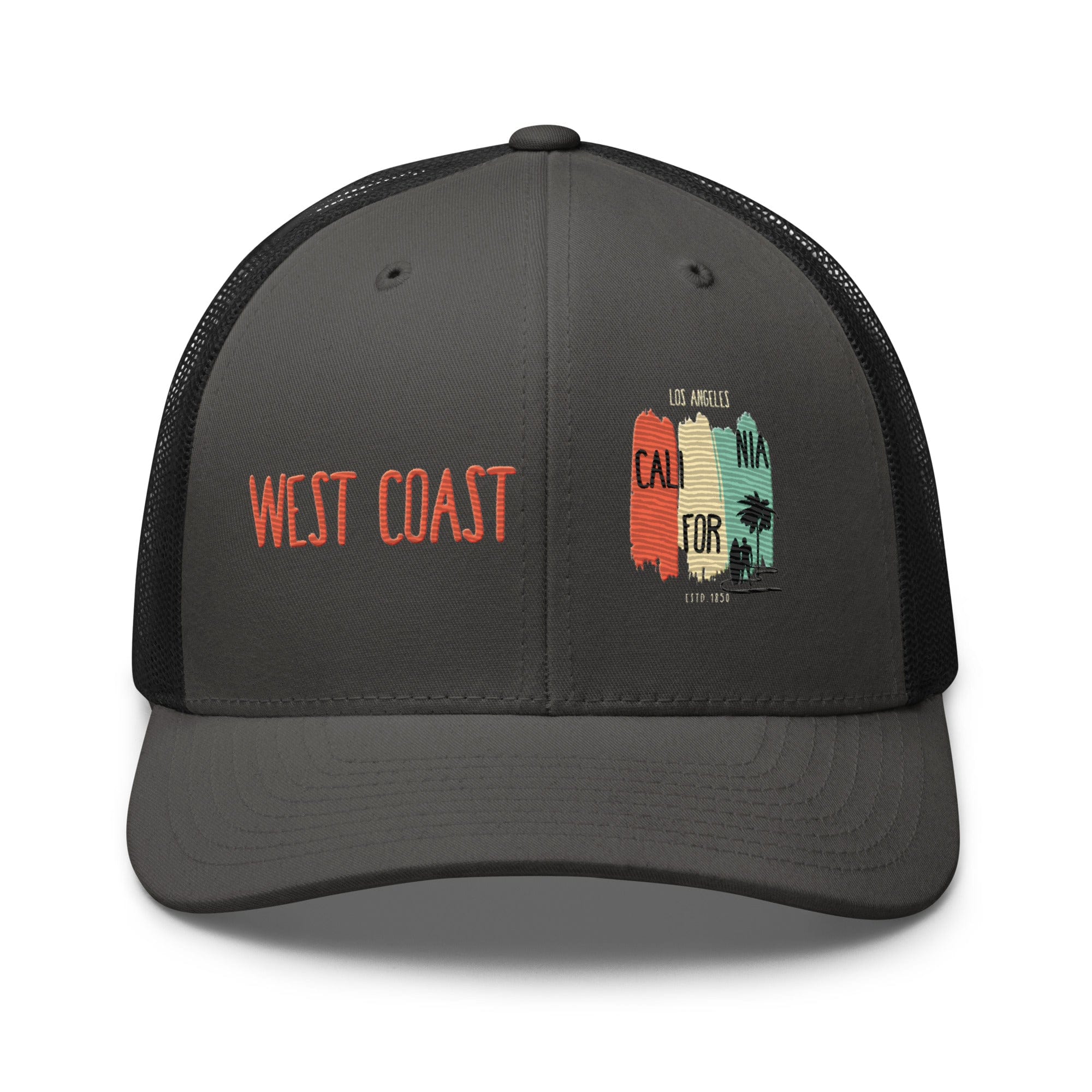 West Coast Los Angeles Embroidered Snapback Trucker Hat, Adjustable Mesh Back Cap - Triniskies