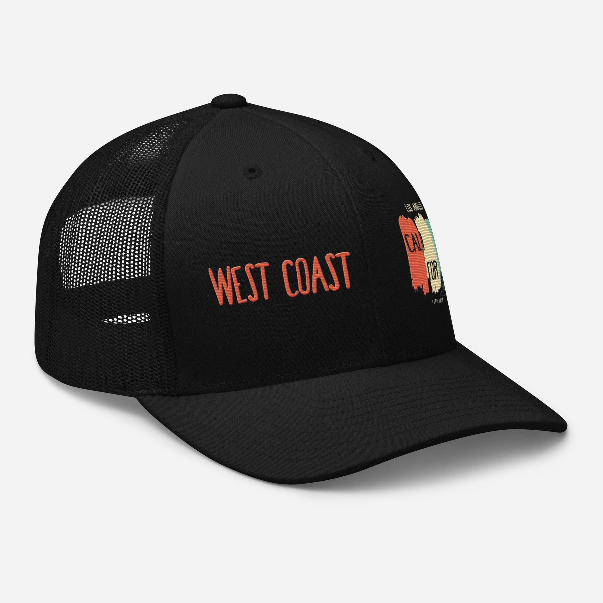 West Coast Los Angeles Embroidered Snapback Trucker Hat, Adjustable Mesh Back Cap - Triniskies