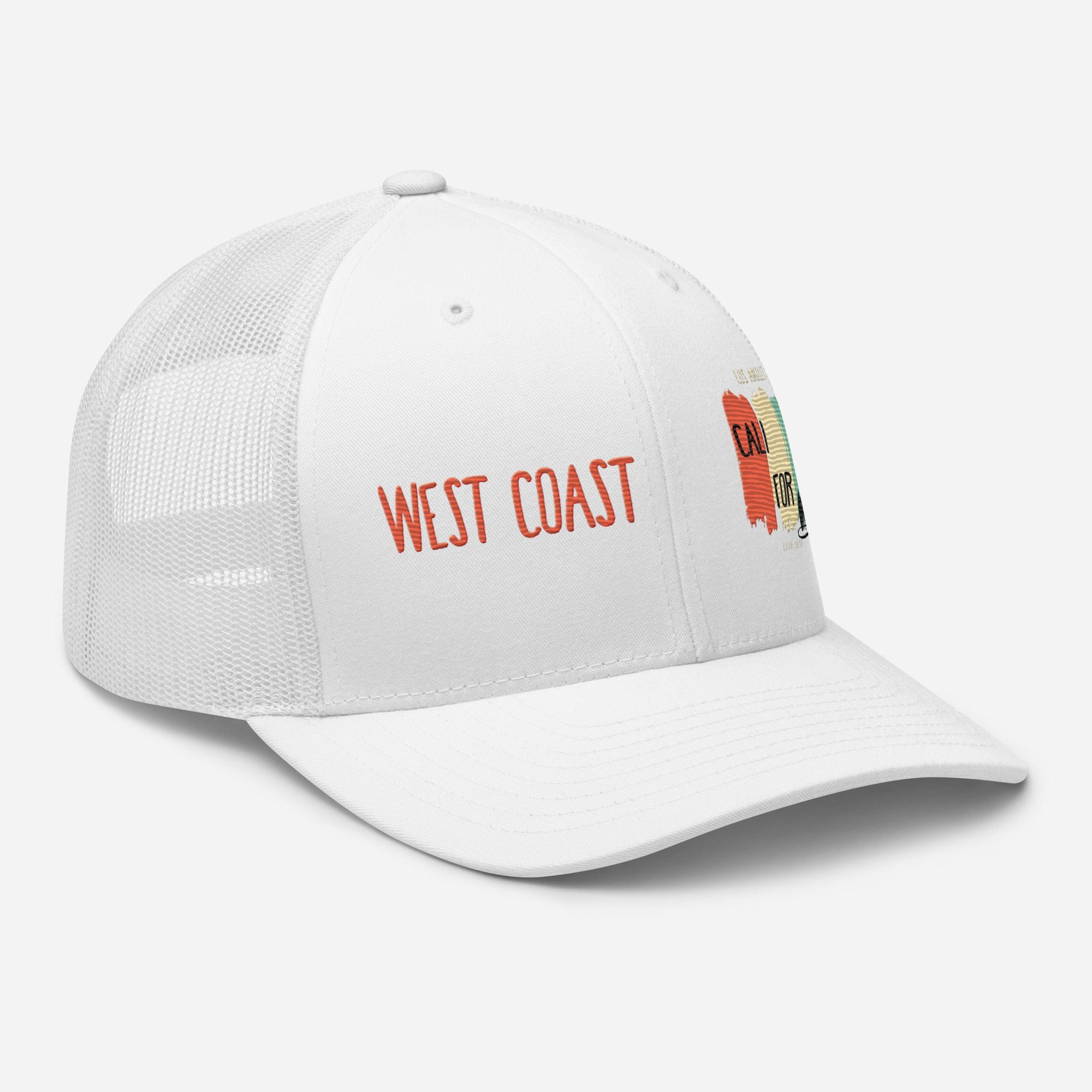 West Coast Los Angeles Embroidered Snapback Trucker Hat, Adjustable Mesh Back Cap - Triniskies