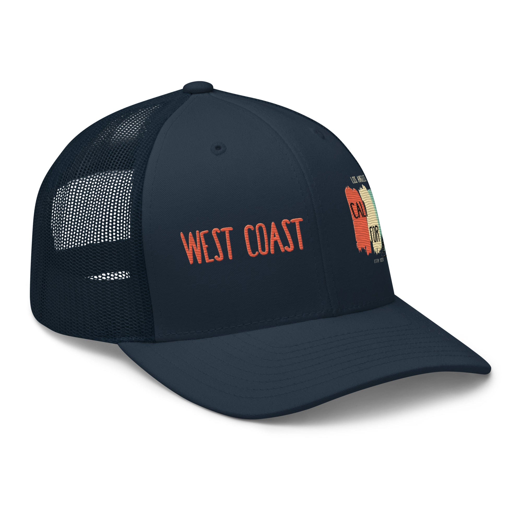 West Coast Los Angeles Embroidered Snapback Trucker Hat, Adjustable Mesh Back Cap - Triniskies