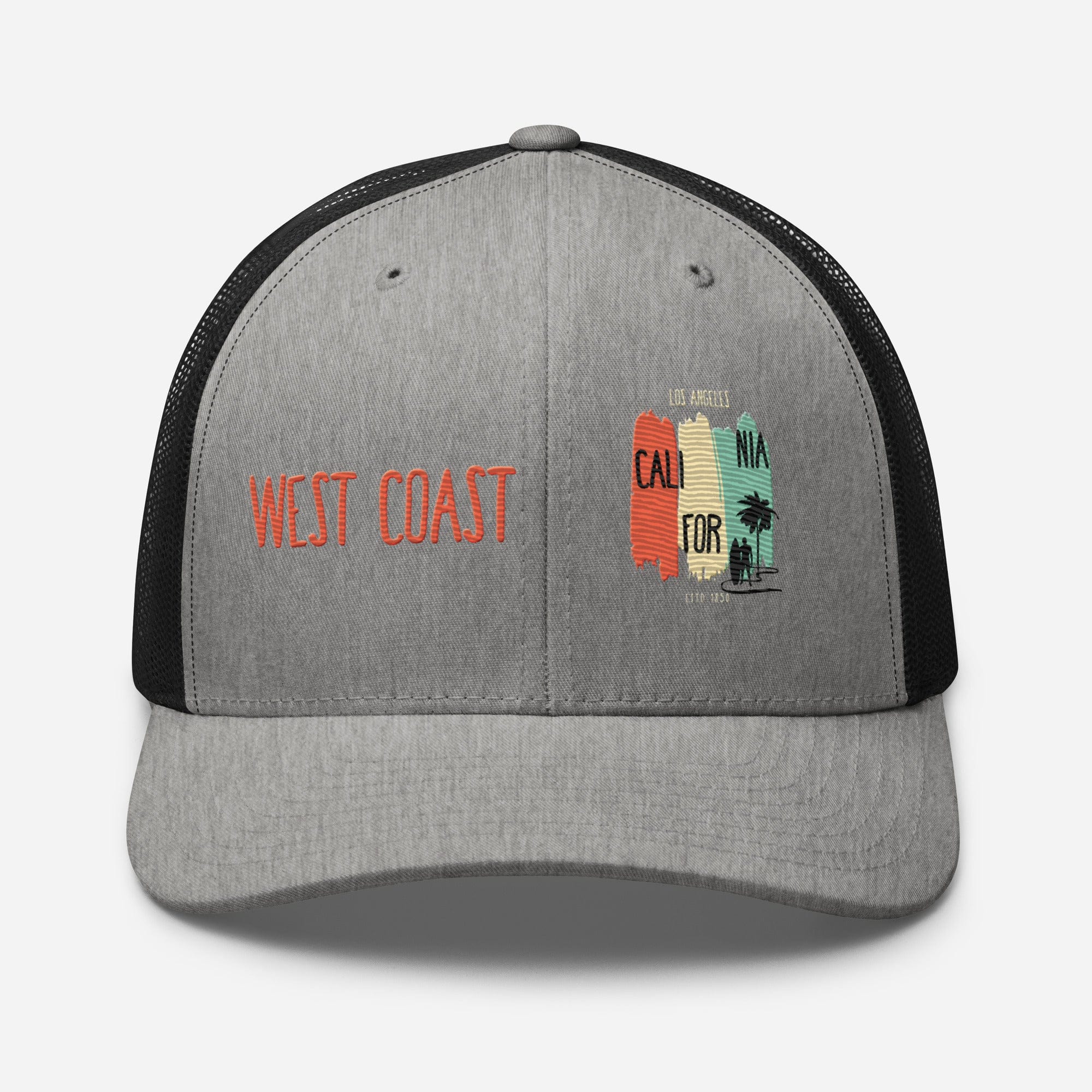 West Coast Los Angeles Embroidered Snapback Trucker Hat, Adjustable Mesh Back Cap - Triniskies