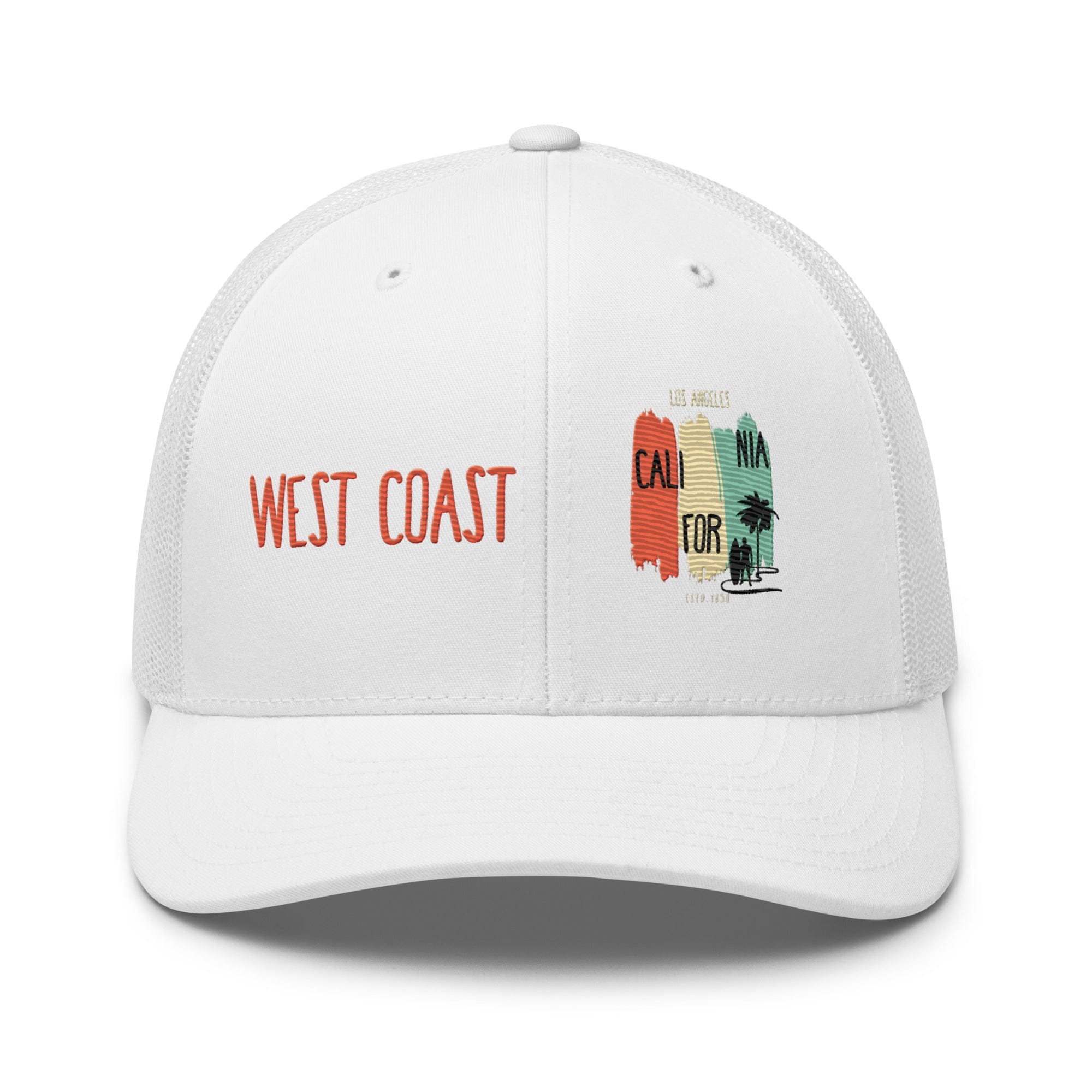 West Coast Los Angeles Embroidered Snapback Trucker Hat, Adjustable Mesh Back Cap - Triniskies