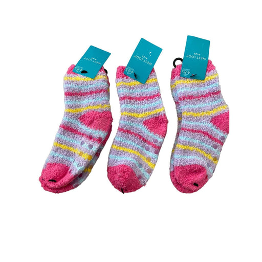 west loop West Loop kids 3 pair fuzzy socks shoe size 4-8.5