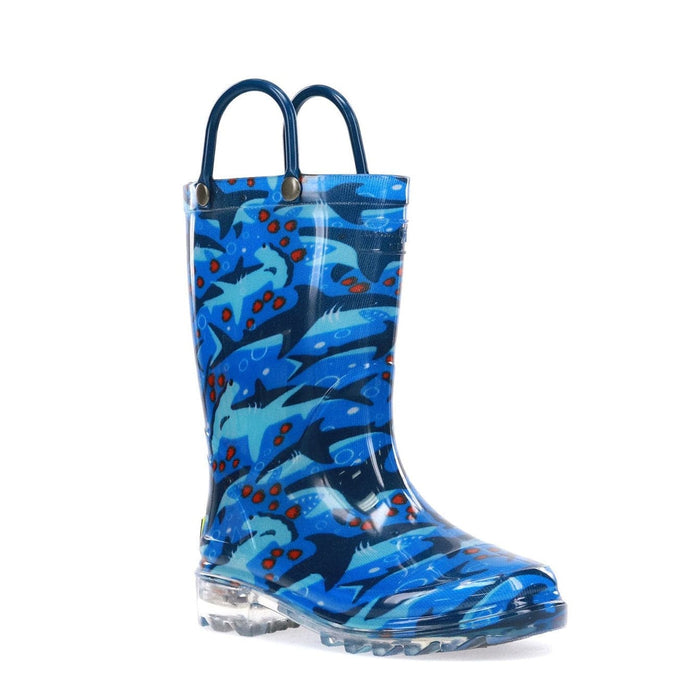 Western Chief 12 / Blue Western Chief KIDS SHARK CHASE LIGHTED RAIN BOOT - BLUE Sz 12 Kids Shoes