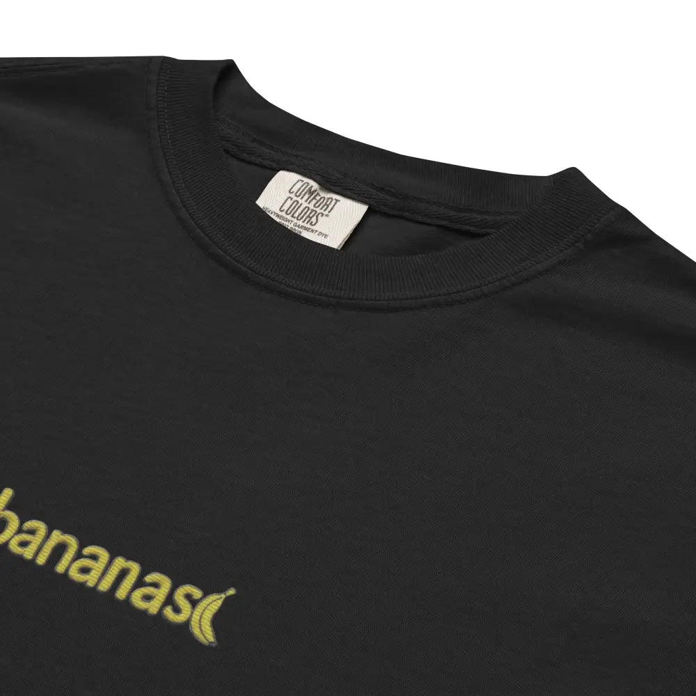 Black bananas embroidered t-shirt with yellow logo on heavyweight tee Comfort Colors