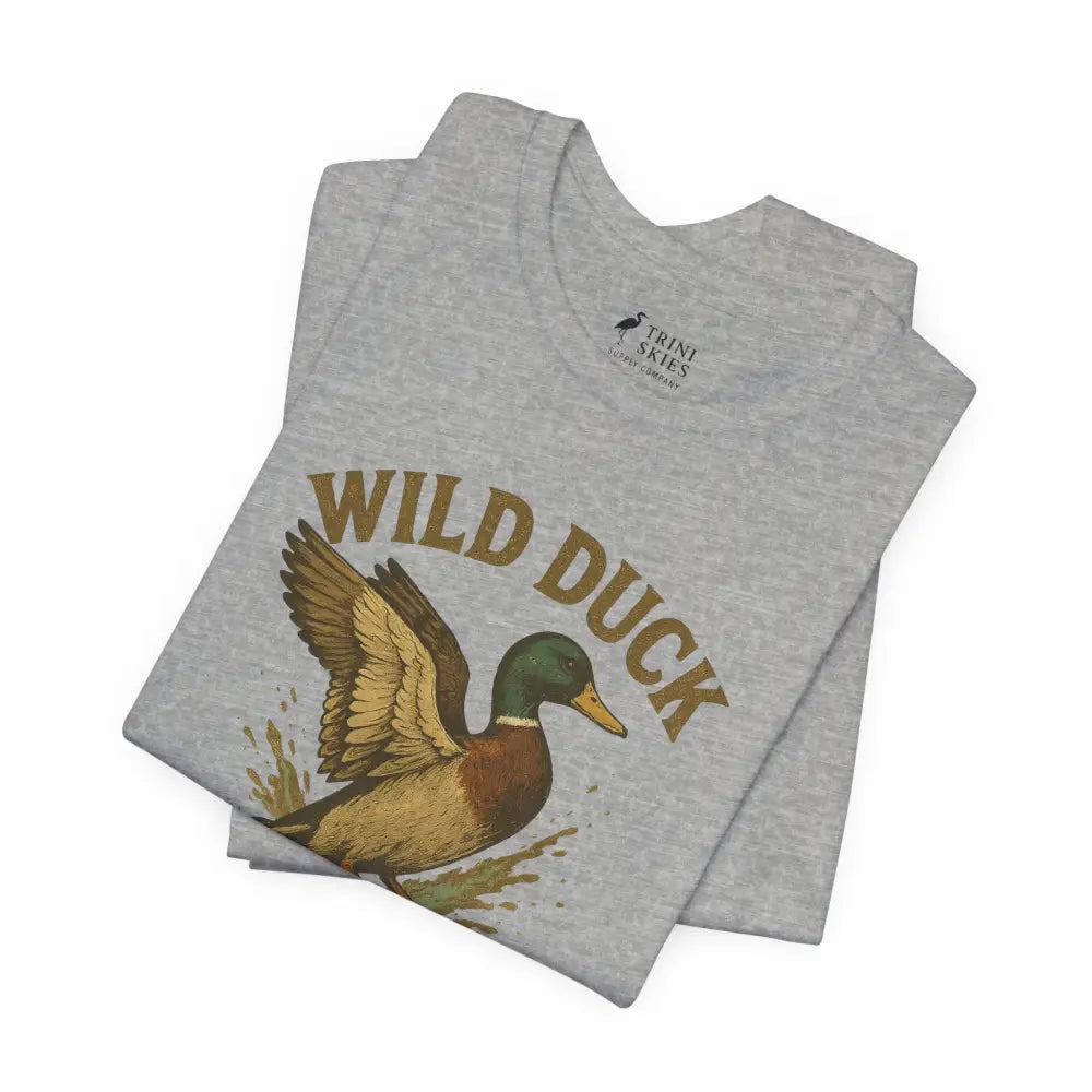 Light gray Trini Skies wild duck shirt with vintage mallard graphic