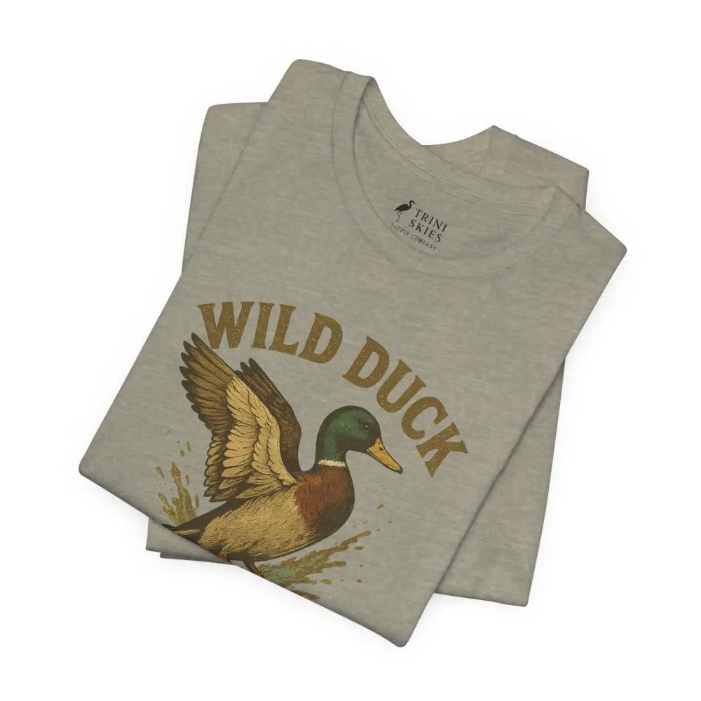 Light gray Trini Skies wild duck shirt with mallard graphic