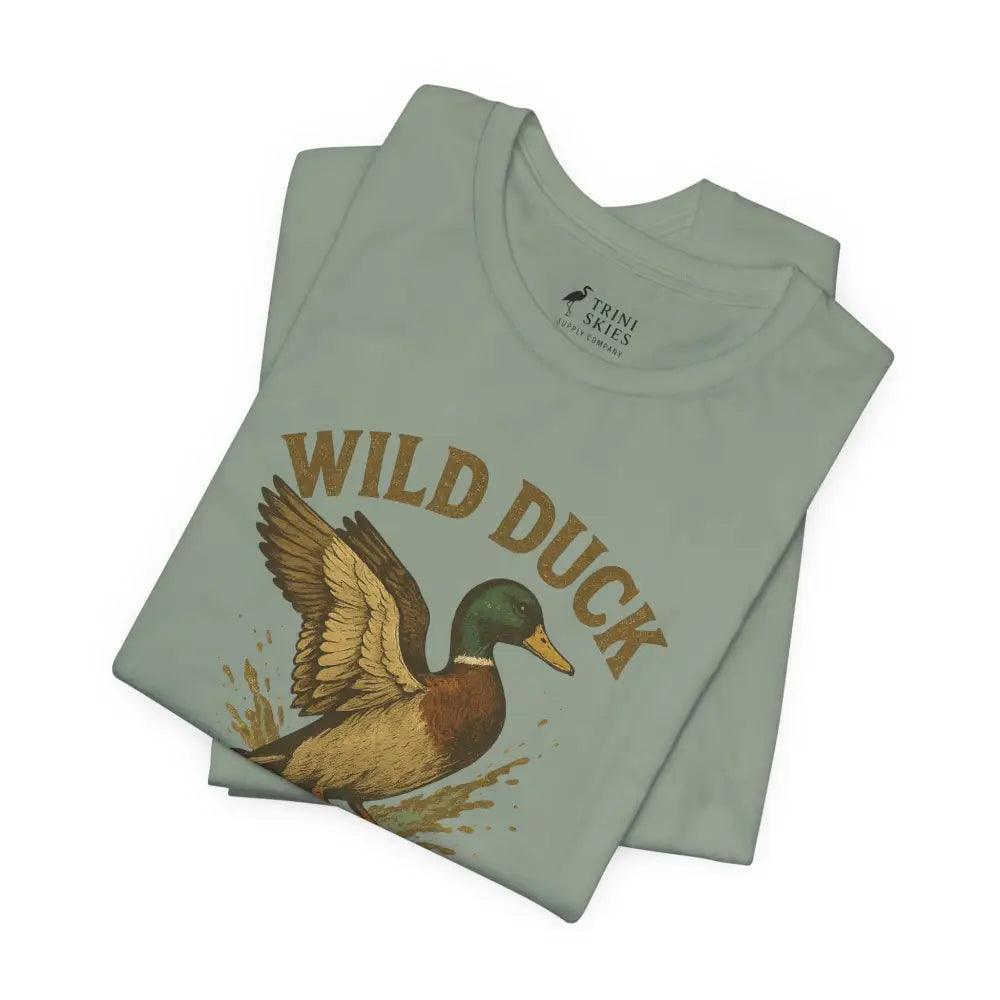 Light green Trini Skies wild duck shirt with mallard graphic tee
