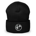 Black Wild Fox embroidered beanie with white fox logo