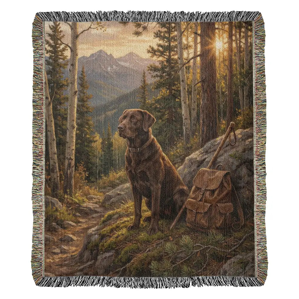 Wilderness Labrador Retriever woven throw tapestry blanket in forest