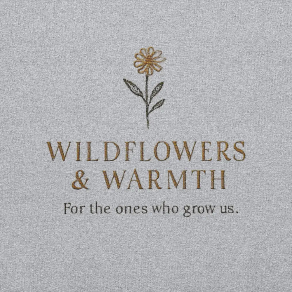 Textured wildflower bloom embroidered card on spring soil sweatshirt