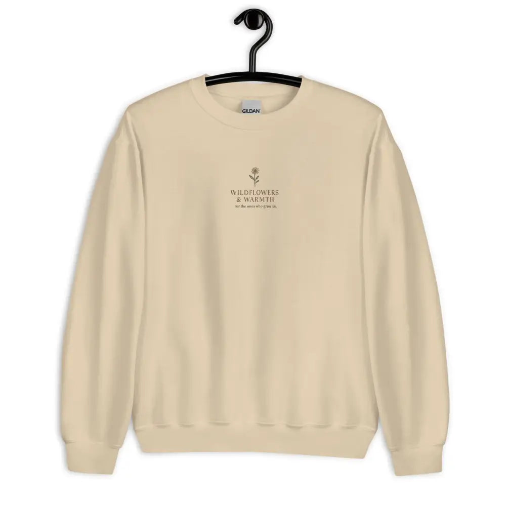 Light beige wildflower bloom embroidered crewneck sweatshirt