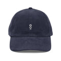 Dark blue corduroy embroidered wildflower hat by Trini Skies Supply