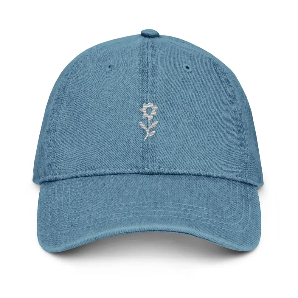 Trini Skies Supply wildflower minimalist denim embroidered hat