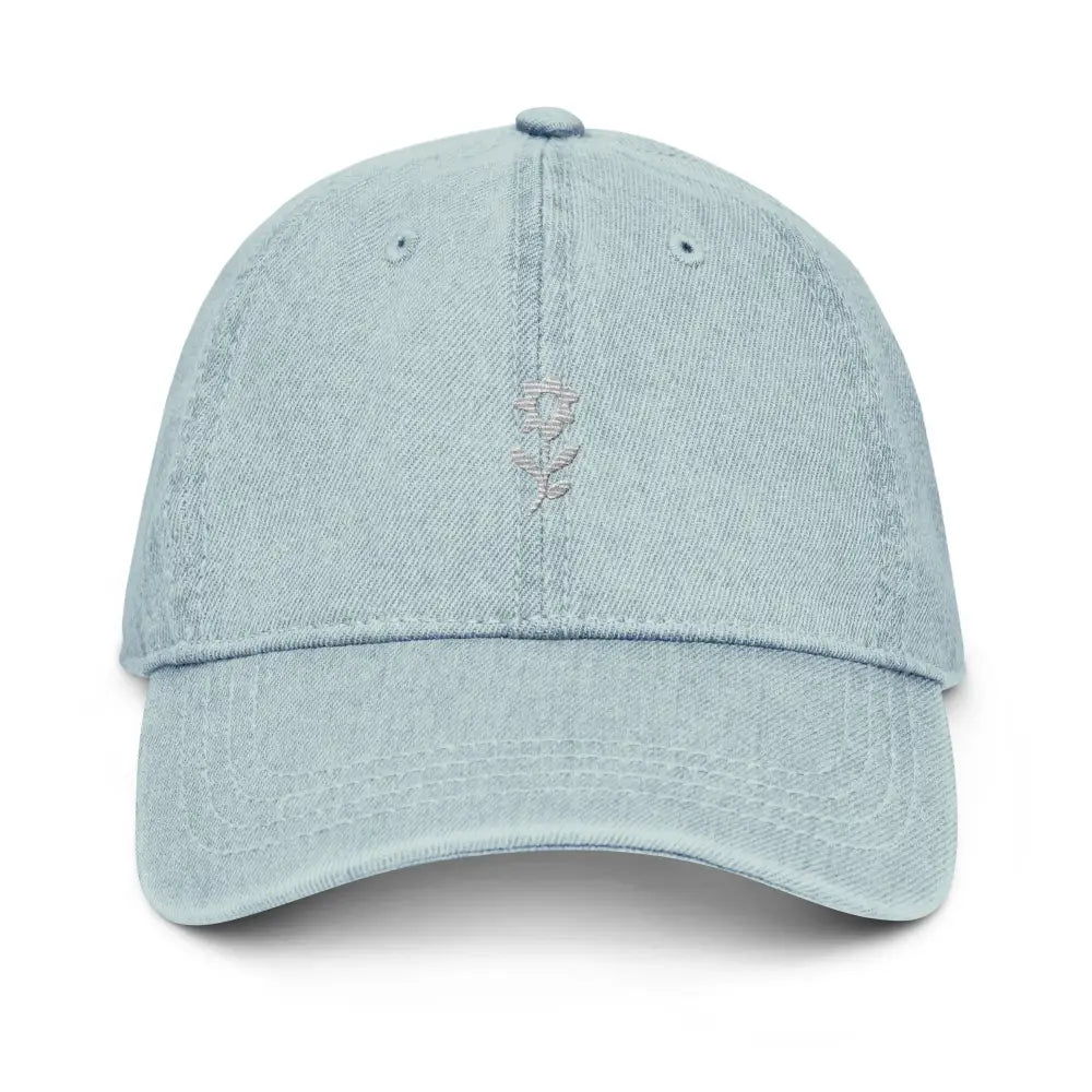 Trini Skies Supply wildflower minimalist denim embroidered hat