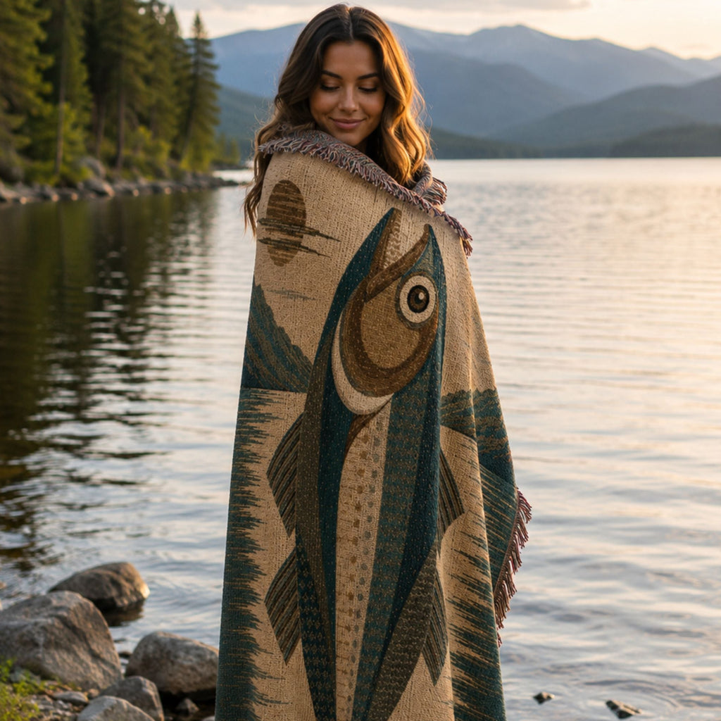 Wild Trout Woven Cotton Throw