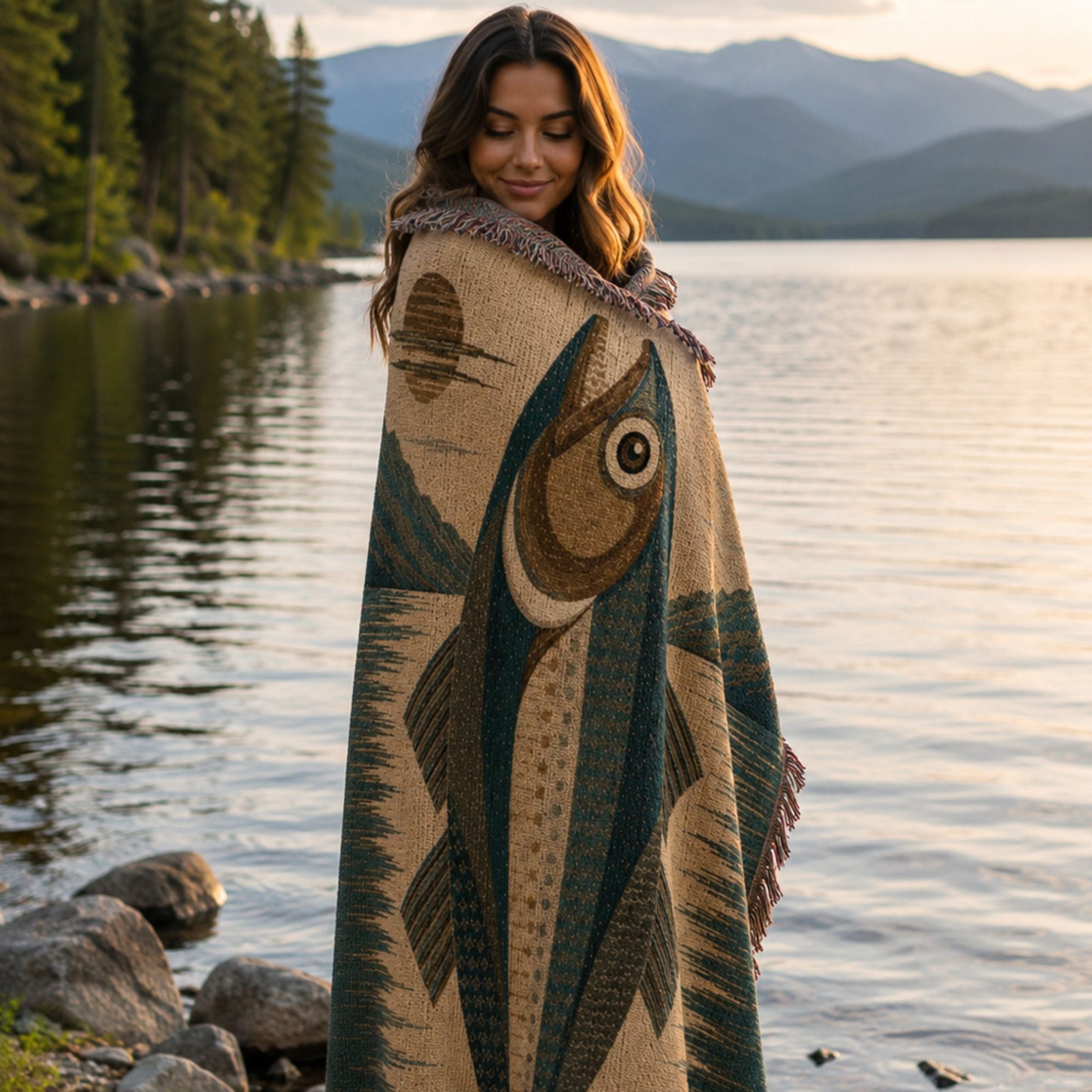 Wild Trout Woven Cotton Throw