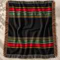 Timberline Black Forest Blanket | Dark Woven Fringed Cotton Throw | Lodge Cabin Decor