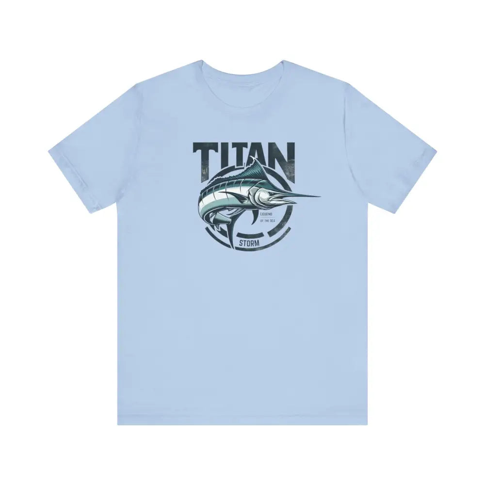 Light blue Trini Skies marlin graphic unisex cotton tee
