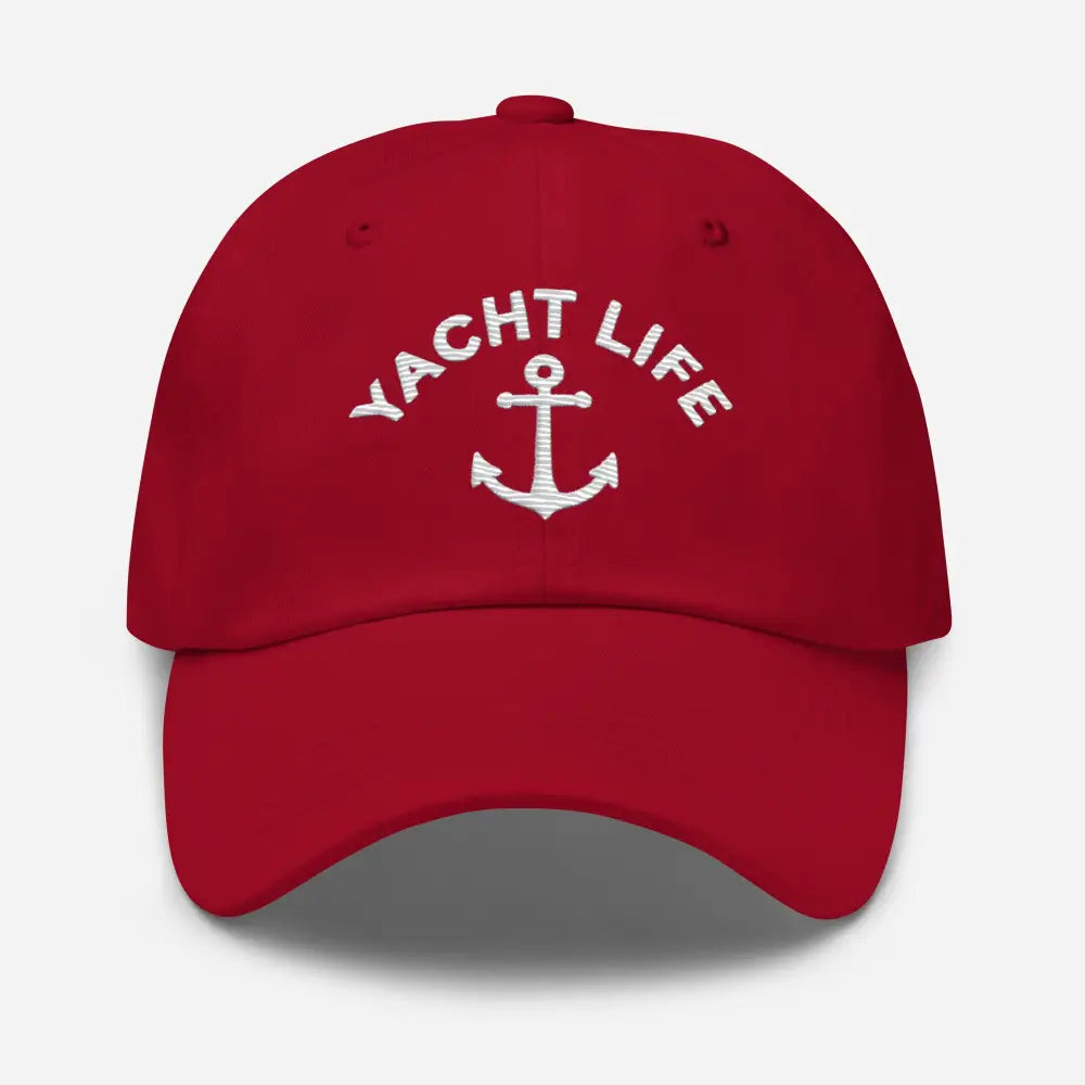 Yacht Life Embroidered Dad Hat with Red Cotton Twill Anchor