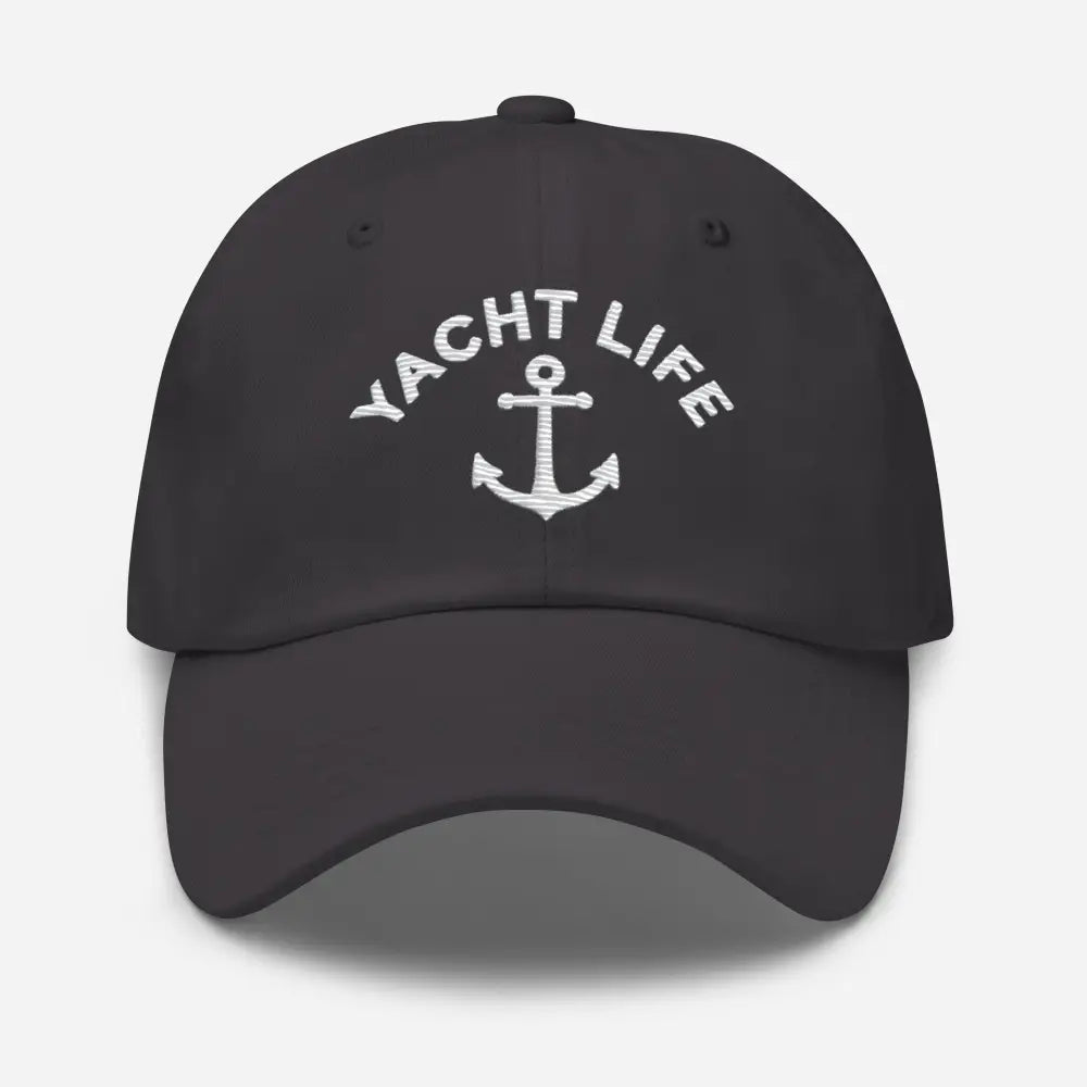 Yacht Life Embroidered Dad Hat with Anchor in Black