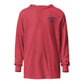 Red Yacht Life Embroidered Hooded Long Sleeve Tee in breathable fabric