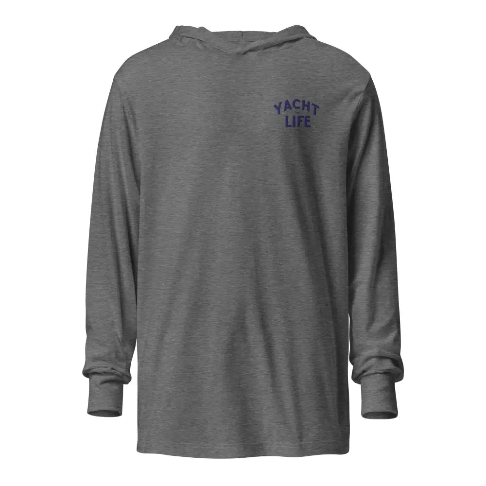 Grey Yacht Life embroidered long-sleeved hoodie in breathable fabric